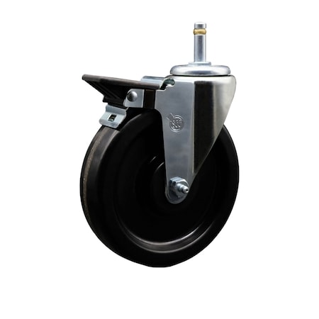 Service Caster 6'' Phenolic Wheel Swivel 7/16'' Grip Ring Stem Caster with Brake SCC-GR20S615-PHS-PLB-716138